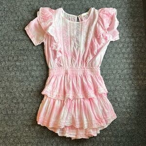 LoveShack Fancy pink/ white Swiss dot dress size P (worn by teen)